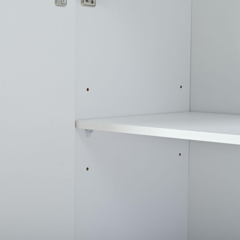 Aparador para sala de estar com 4 portas, elegantes frisos dourados, independente, 35x140x70 cm, Branco