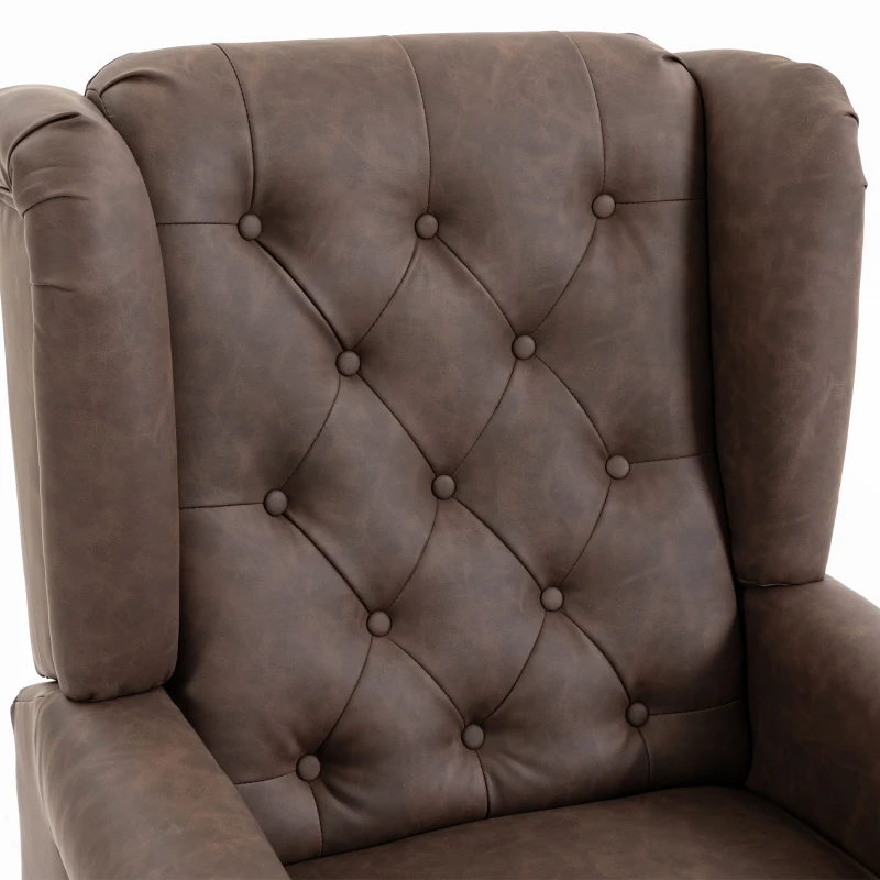 HOMCOM Butaca para Dormitorio en Piel PU con Asiento Amplio Brazos y Patas de Madera de Eucalipto Marrón