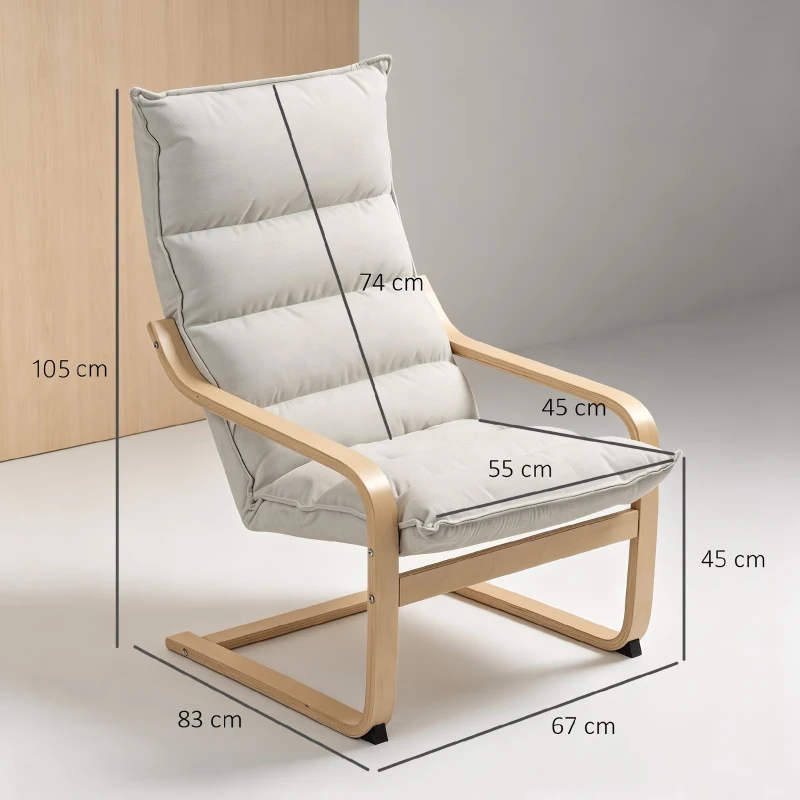 HOMCOM Fauteuil, loungestoel met gebogen poten en armleuningen voor de woonkamer