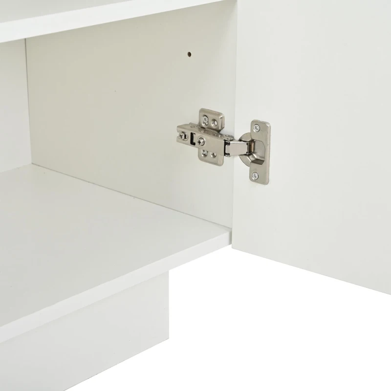 Aparador para sala de estar, armário de arrumação largo de três portas, design minimalista moderno, 35x160x60 cm, Branco