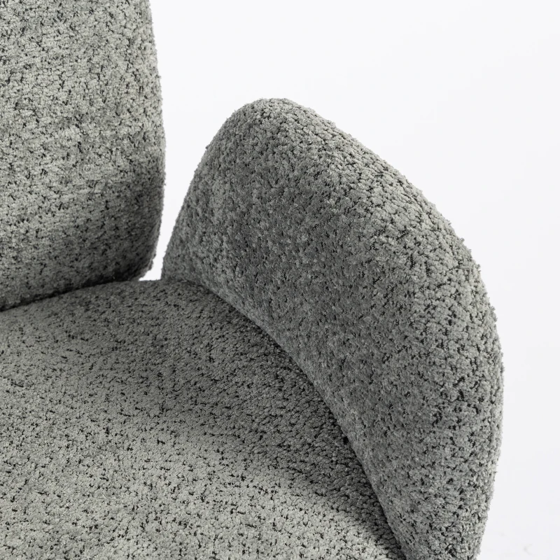 HOMCOM Office Chair with Adjustable Headrest, Spring Pack, Curved Line, Boucle Fabric - Charcoal Grey