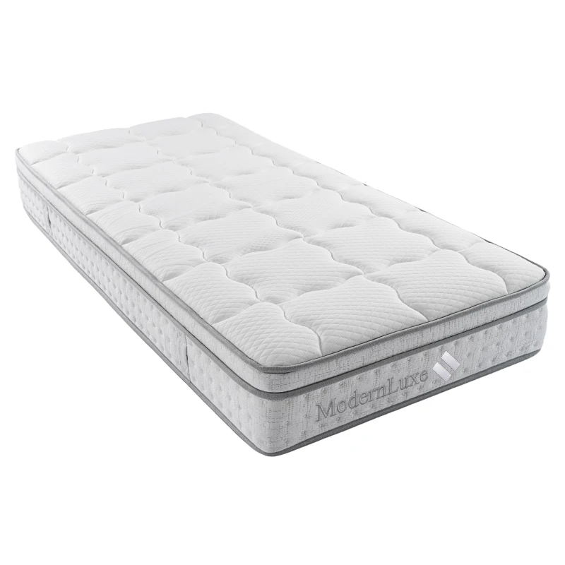 Materasso a molle insacchettate a 7 zone 90x200 cm H3, ibrido con schiuma fredda, 200x90x25 cm, Bianco