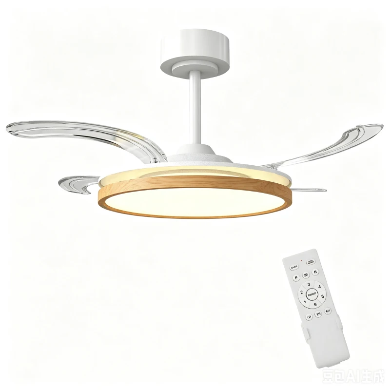 HOMCOM Ventilador de Techo con Luz LED 80 W Motor DC Reversible Mando a Distancia 6 Velocidades Temporizador Ø95 cm Natural