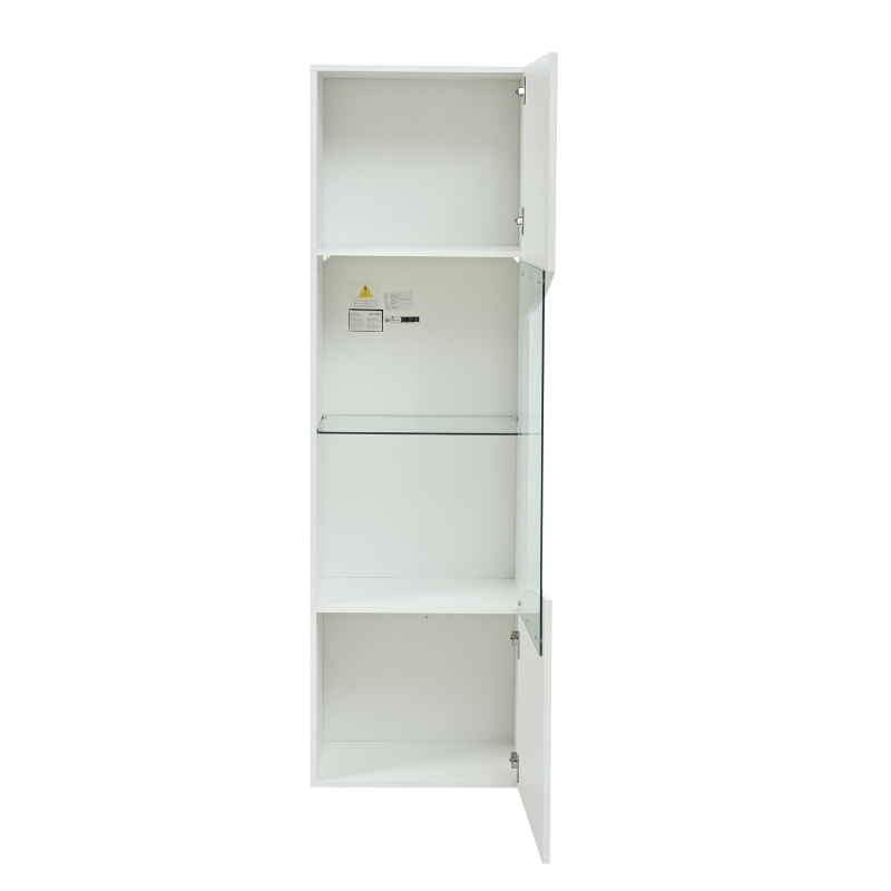 Vitrine para sala de estar, design estreito e alto com amplo espaço de arrumação, 35x50x165 cm, Branco