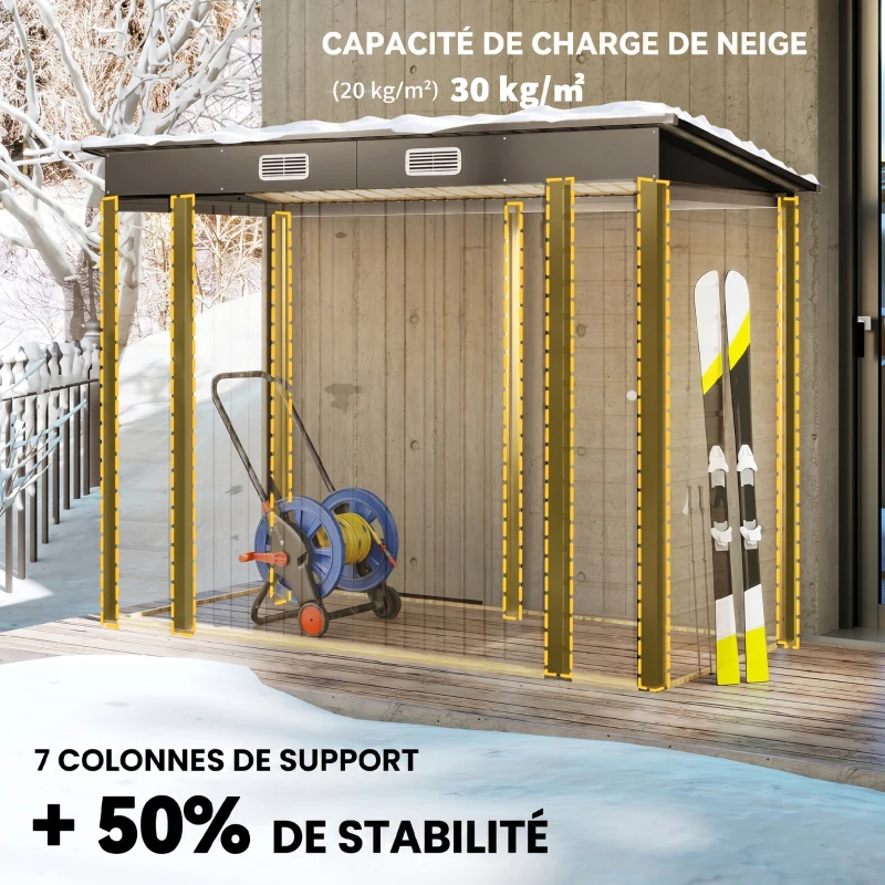 Outsunny Abri de Jardin en Métal 3 m² Facile à Monter, Cabane de Jardin Structure en Acier Galvanisé Améliorée, Chêne
