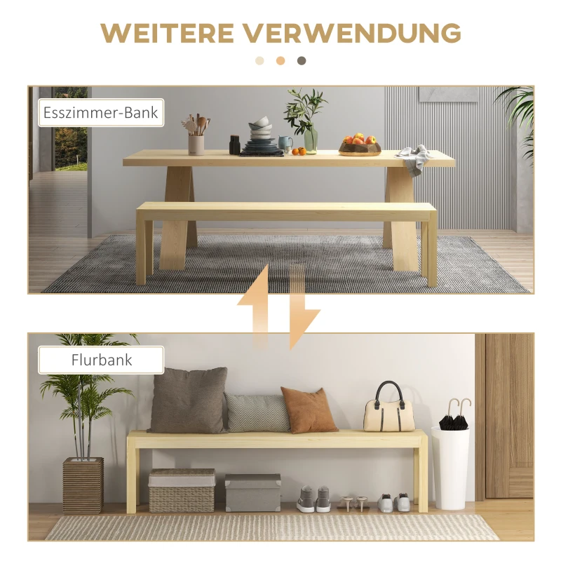 HOMCOM Houten Bank, Ruimte voor 3 Personen, Draagvermogen tot 330 kg, 150x33x45 cm