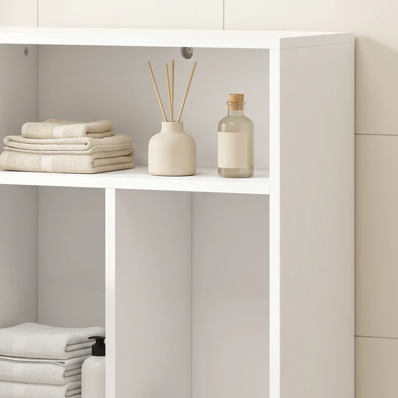HOMCOM Armario de Baño con 2 Cajones Compartimento Abierto y Estantes Ajustables para Espacio Pequeño 50x25x100 cm Blanco
