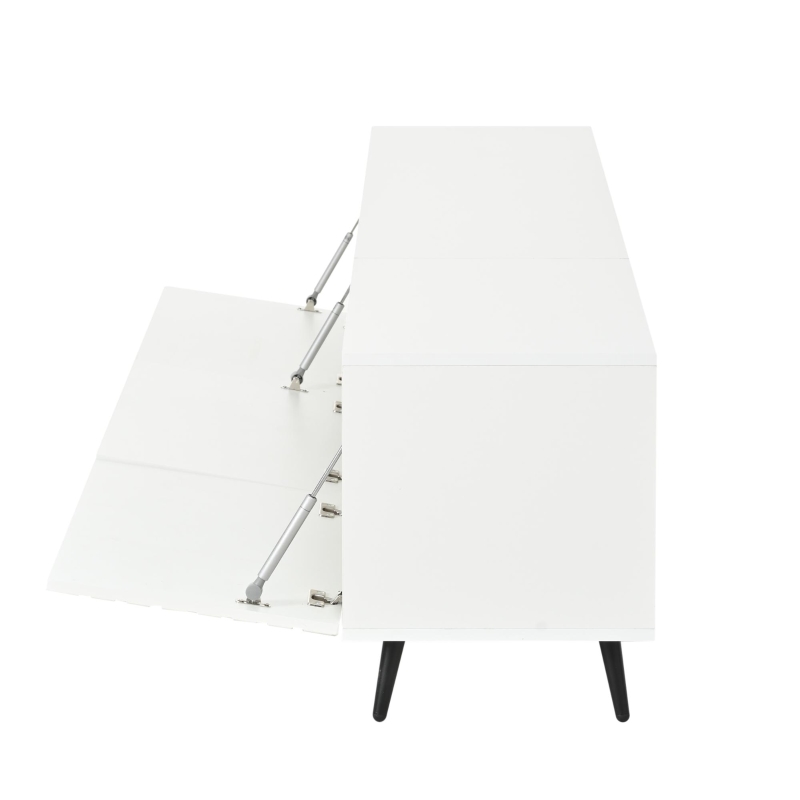 Lowboard para TV, adequado para televisores até cerca de 80 polegadas, com design 3D estampado, 180x40x48 cm, Branco