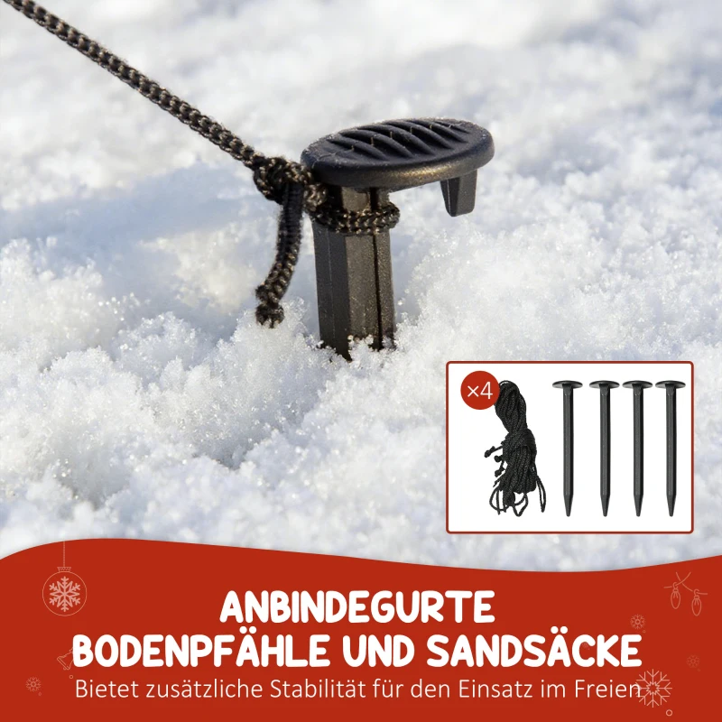 Outsunny Opblaasbare kerstdecoratie met LED-lampjes, polyester, voor binnen en buiten, Rood+Groen