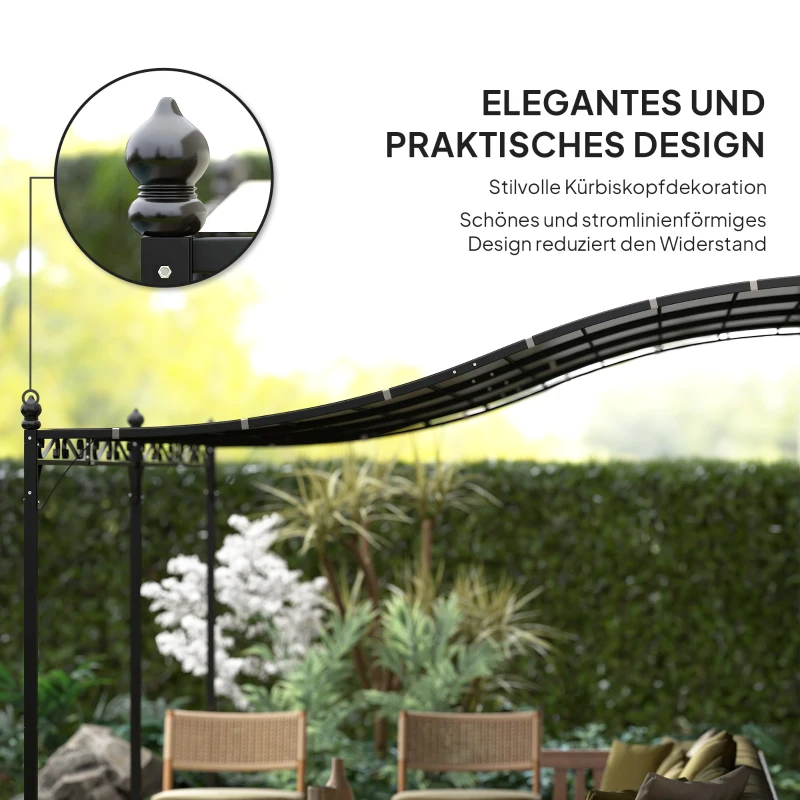 Outsunny 3 x 5 m pergola, flexibel tuindak met waterdicht zeil en metalen frame, schaduwgever, Donkergrijs
