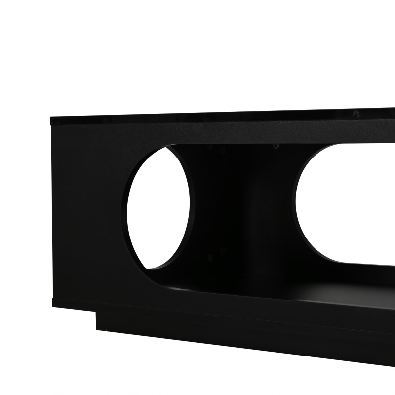 Mesa de centro con iluminación LED, gran espacio de almacenamiento con gestión de cables integrada, 100x50x35 cm, Negro