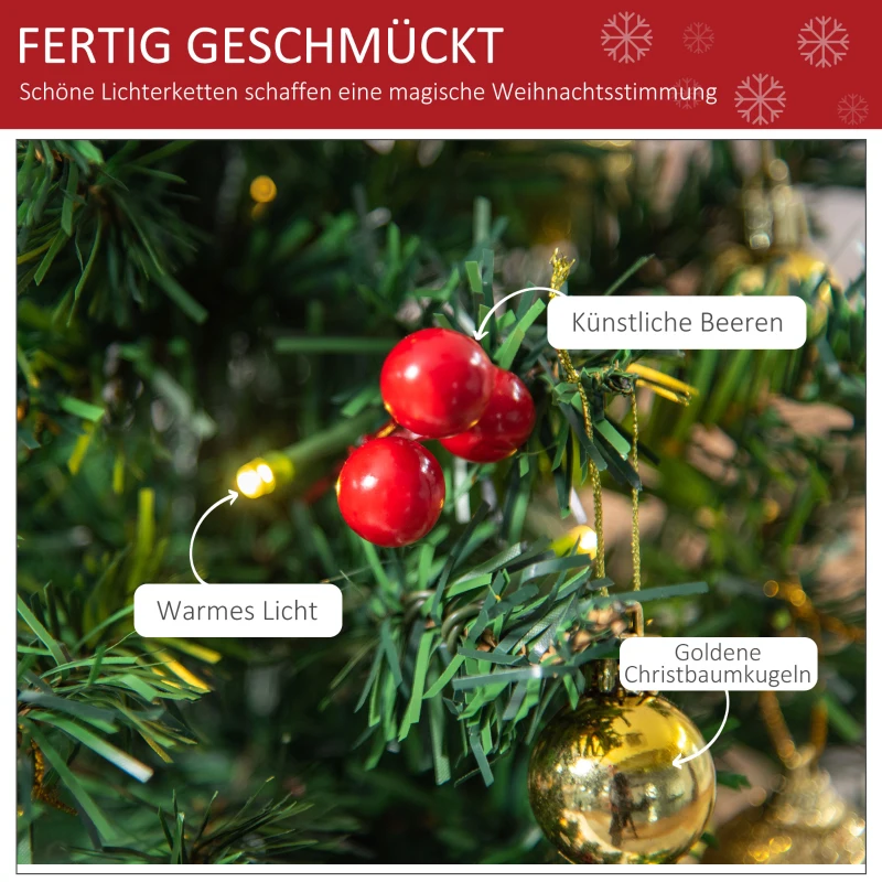 HOMCOM® kerstboom dennenboom met hulstbessen ballen LED groen PVC ∅20 x 60 cm | Aosom.de