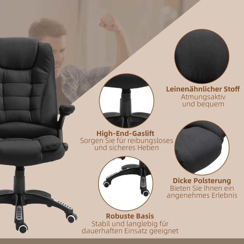 Vinsetto Massagestoel directiestoel gamingstoel draaistoel massage bureaustoel zwart(m-9)
