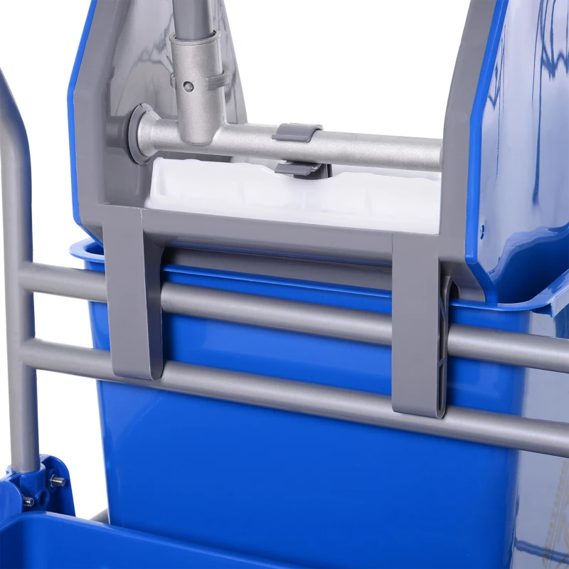 HOMCOM Schoonmaakwagen, Mopwagen, 25L Capaciteit, 4 Wielen, Kunststof, Blauw