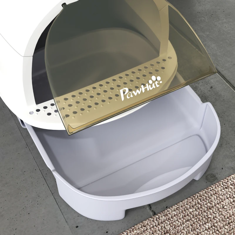 PawHut Enclosed Cat Litter Box w/ Pull-Out Drawer, Scoop, Deodorising Bags for Odour Control, Privacy, Portable, Easy to Clean