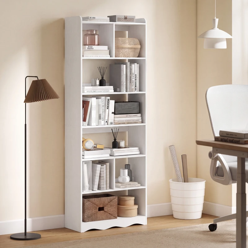 HOMCOM Bibliothèque avec Mensoles Aperte Divise, 6 Ripiani, Blanche