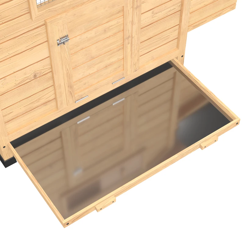 PawHut Chicken Coop, Wooden Outdoor Hen House with Nesting Box, Openable Waterproof Top, Pull-Out Tray, 150 x 100 x 97cm