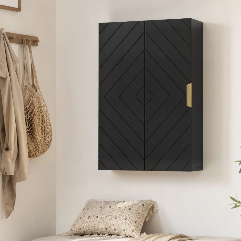 kleankin Armario mural para baño, armario botiquín mural, mueble de almacenamiento con estante ajustable
