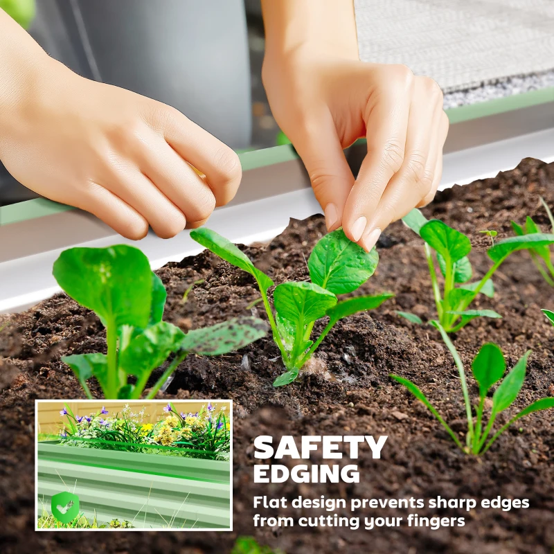 Outsunny Set of Two 110 x 50cm Steel Planter Boxes -  Light Green