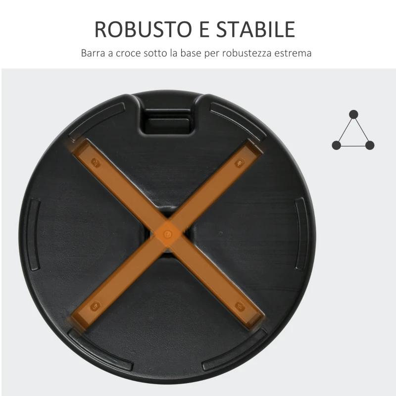 Outsunny Base per Ombrellone Rotonda Ø55cm in Plastica da 30kg per Pali da Ø38-48mm, Nero
