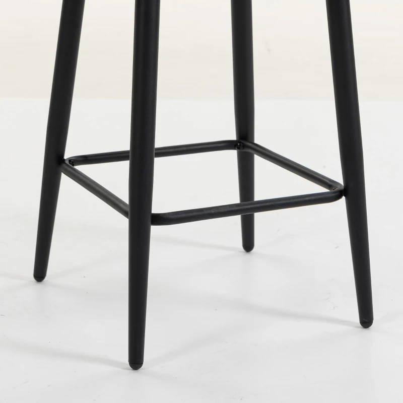 HOMCOM Lote de 2 Taburetes de Bar, Sillas de Bar Acolchadas en Chenilla, Asiento Ancho 67H cm, Respaldo y Reposapiés, Gris