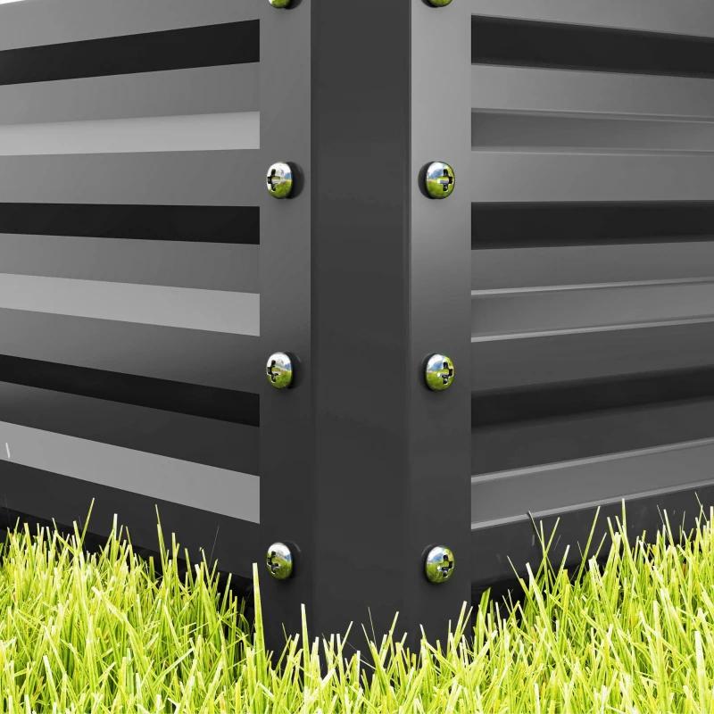 Outsunny Set of Two 110 x 50cm Steel Planter Boxes -  Light Grey