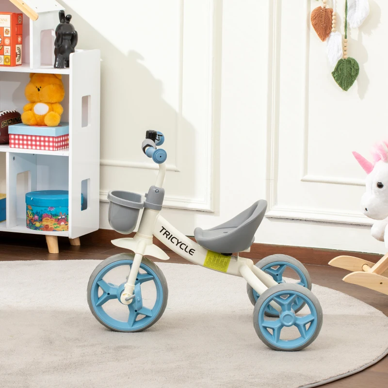 AIYAPLAY Tricycle enfant évolutif, tricycle pour enfants de 2 à 5 ans avec panier avant et roues EVA, 72 x 52 x 61 cm, bleu