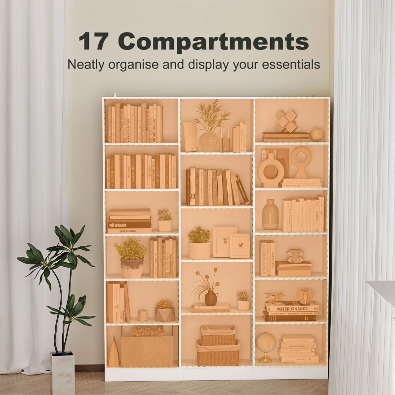 HOMCOM Bookcase with Open Storage, 6-Tier Bookshelf with Anti-Tipping Hardware, White