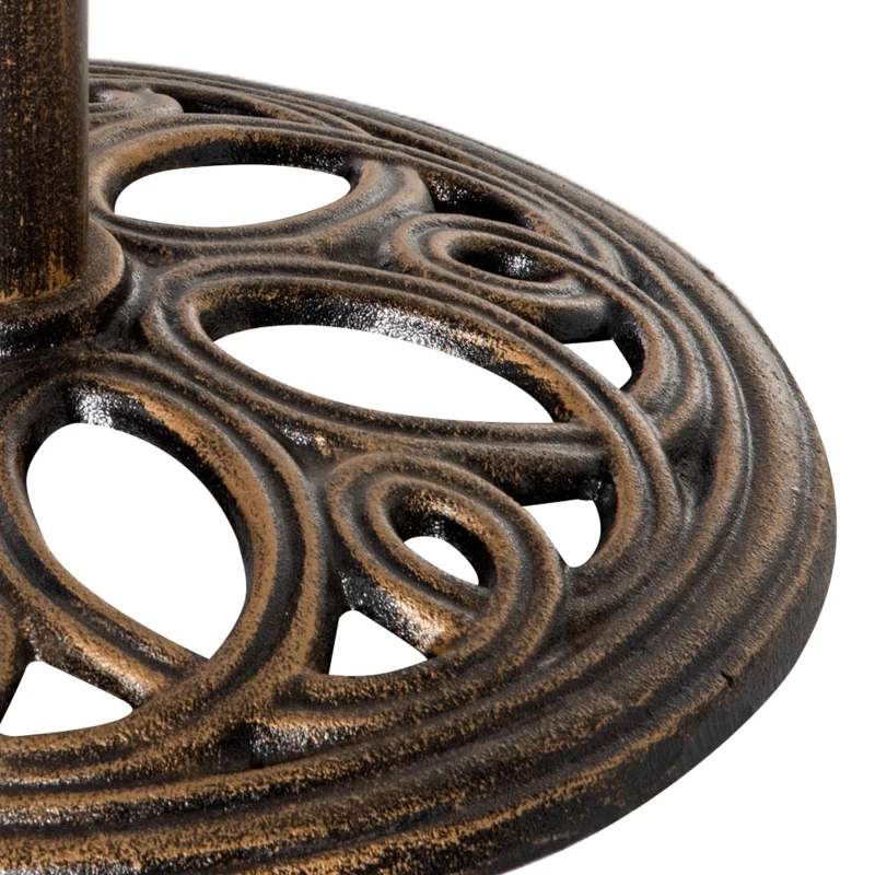 Outsunny 11.5 kg Cast Metal Round Patio Umbrella Base Stand, Umbrella Holder for Outdoor, Patio, Garden, Bronze Tone