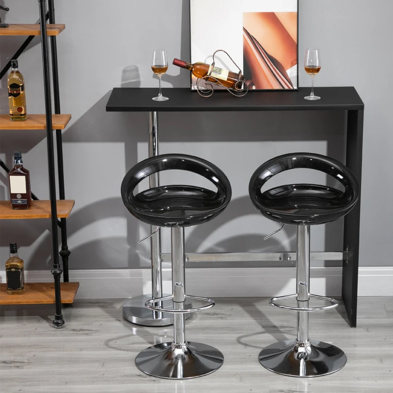 HOMCOM Lot de 2 tabourets de bar chaises de bar hauteur réglable dossier et repose-pieds pivotant à 360° 46x41x76-96cm noir
