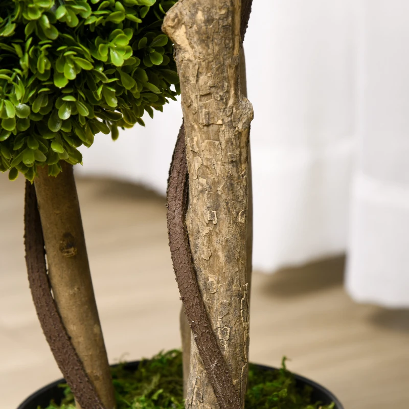 HOMCOM Planta de Boj Artificial de 3 Esferas con Macetero Incluido y Base Reforzada Altura 90 cm