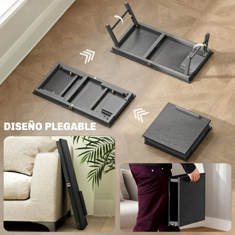 HOMCOM Mesa Reclinable para Cama y Sofá Bandeja Plegable con Cajón Lateral para Ordenador Portátil Libros Cinco Alturas Negro