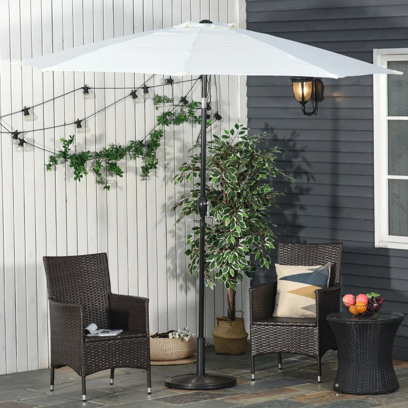 Outsunny Parasolvoet van Cement 14kg Rond met Rotanlook voor Parasol 35mm/38mm/48mm Diameter