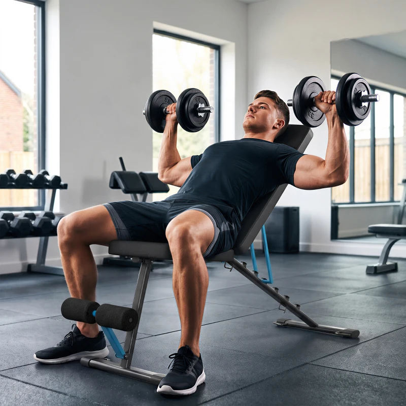 SPORTNOW Banc de musculation pliable et réglable pour salle de sport à domicile, capacité 300 kg, dossier 7 positions