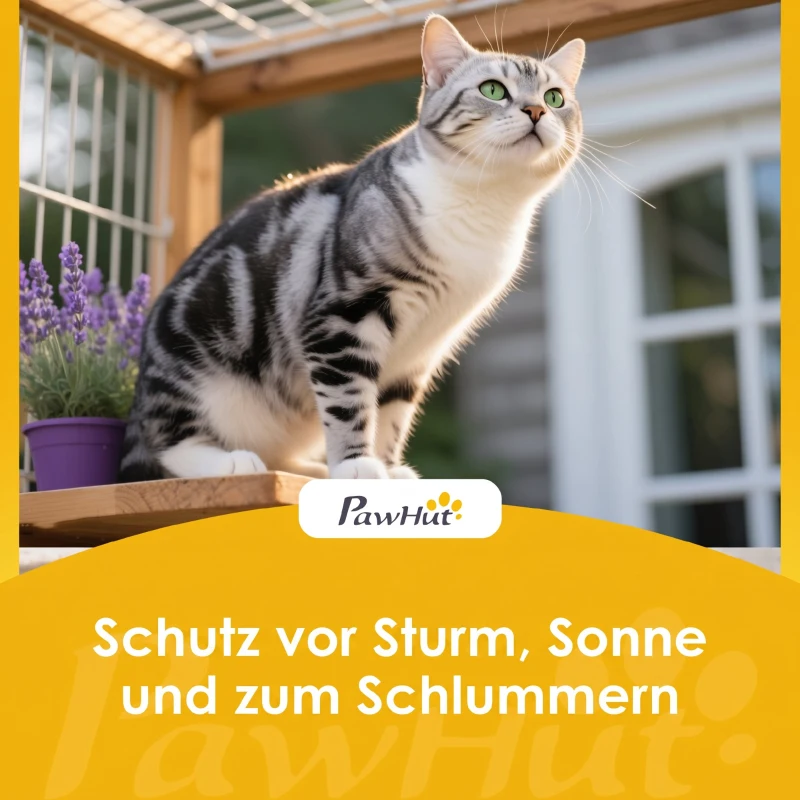 PawHut Wetterfest Katzenhaus mit aufklappbarem Dach herausnehmbarem Boden Eingang für 1-2 Katzen bis 12 kg 85x55x70 cm Hellgrau