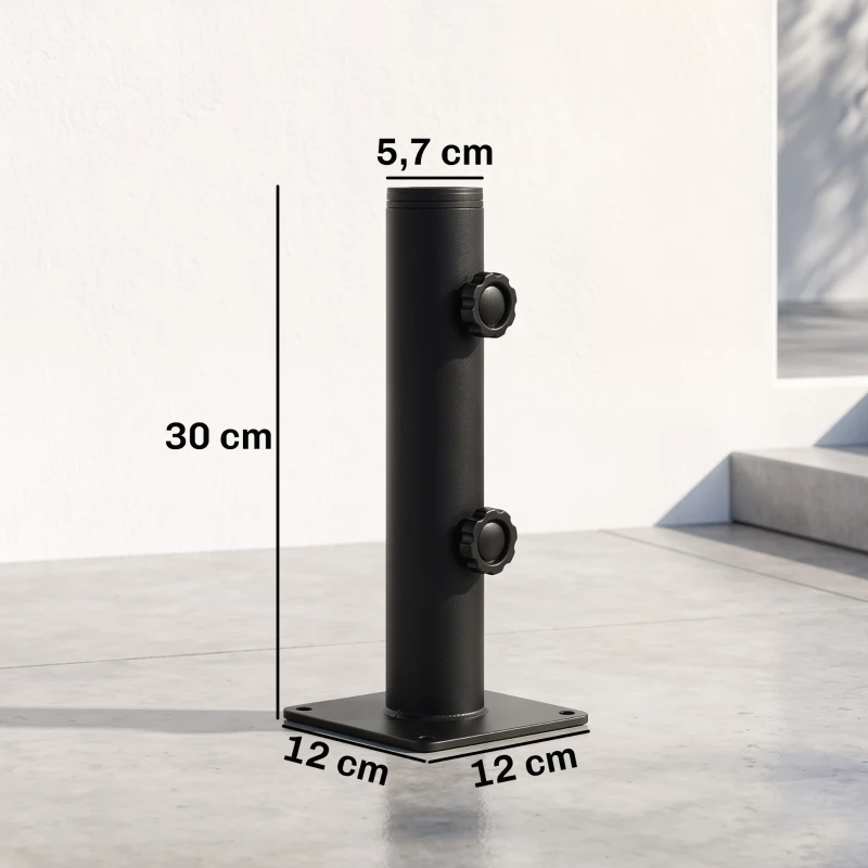 Outsunny Supporto per Ombrellone da Terrazza, Base per Ombrellone per Patio, Pontile, Giardino e Cortile, Nero
