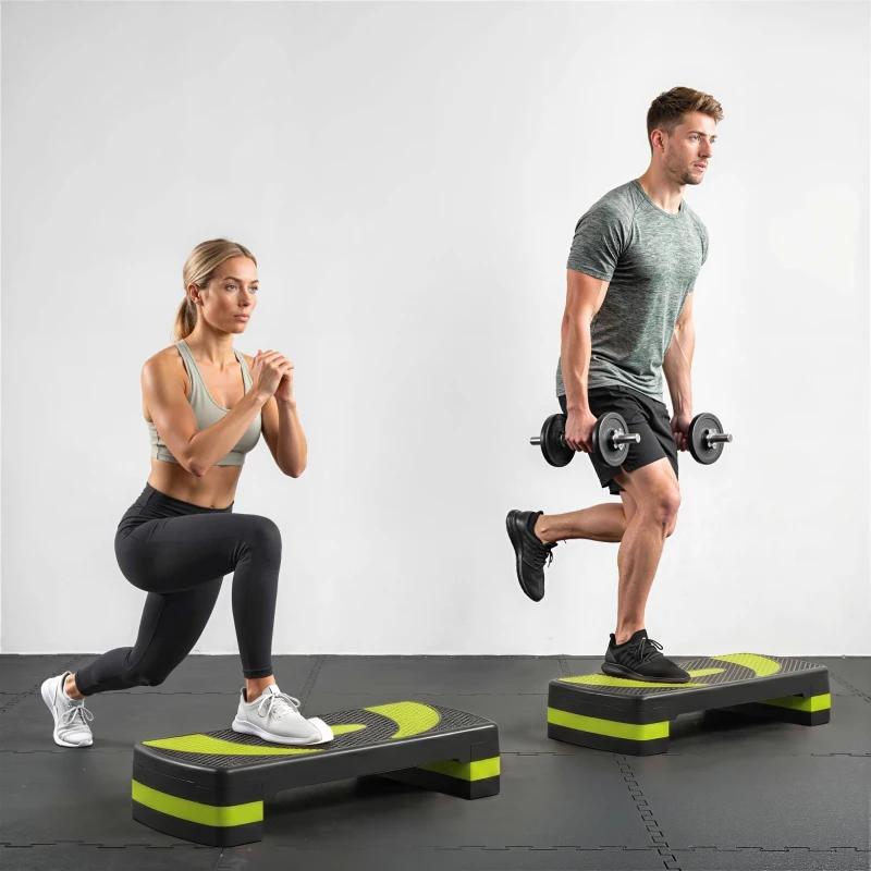 HOMCOM Aerobic-Stepper, höhenverstellbar, für Indoor und Outdoor, Belastbarkeit bis 150 kg, 80 x 31 x 10-20 cm, Grün
