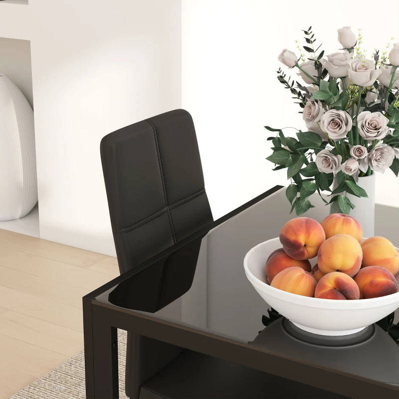 HOMCOM Eetset met Tafel en 2 Stoelen Ruimtebesparend Zwart