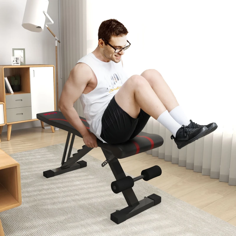 SPORTNOW Banc de musculation pliable inclinable, banc réglable pour l'entraînement complet  82 x 35 x 42,5-107 cm acier noir
