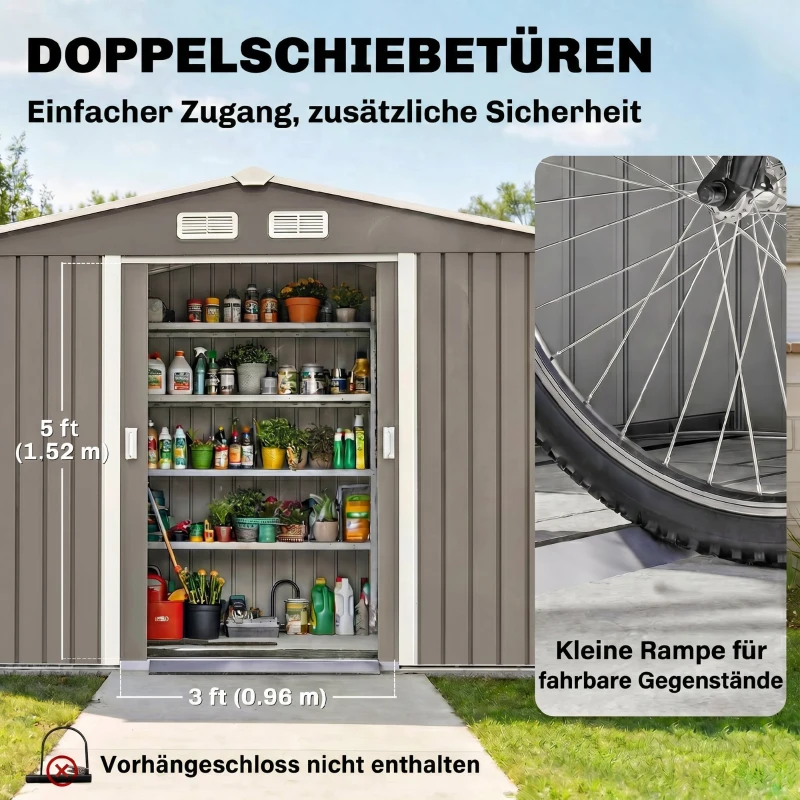 Outsunny Gereedschapsschuur tuinhuis gereedschapsschuur tuinkast gereedschapskast metaal