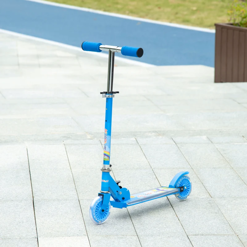 HOMCOM Trottinette pour enfants de 3 à 7 ans pliable roues lumineuses en PU musique 67 x 32 x 78 cm bleu