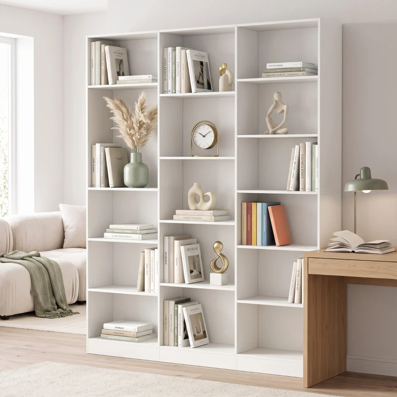 HOMCOM Bookcase with Open Storage, 6-Tier Bookshelf with Anti-Tipping Hardware, White