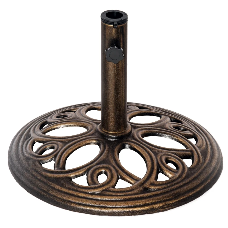 Outsunny Sonnenschirmständer aus Gusseisen 11,5 kg Schirmständer für Sonnenschirm Schirmstangen 38 mm/48 mm rund Sonnenschirmfuß für Garten Terrasse Balkon Bronze Ø45 x 33,5H cm