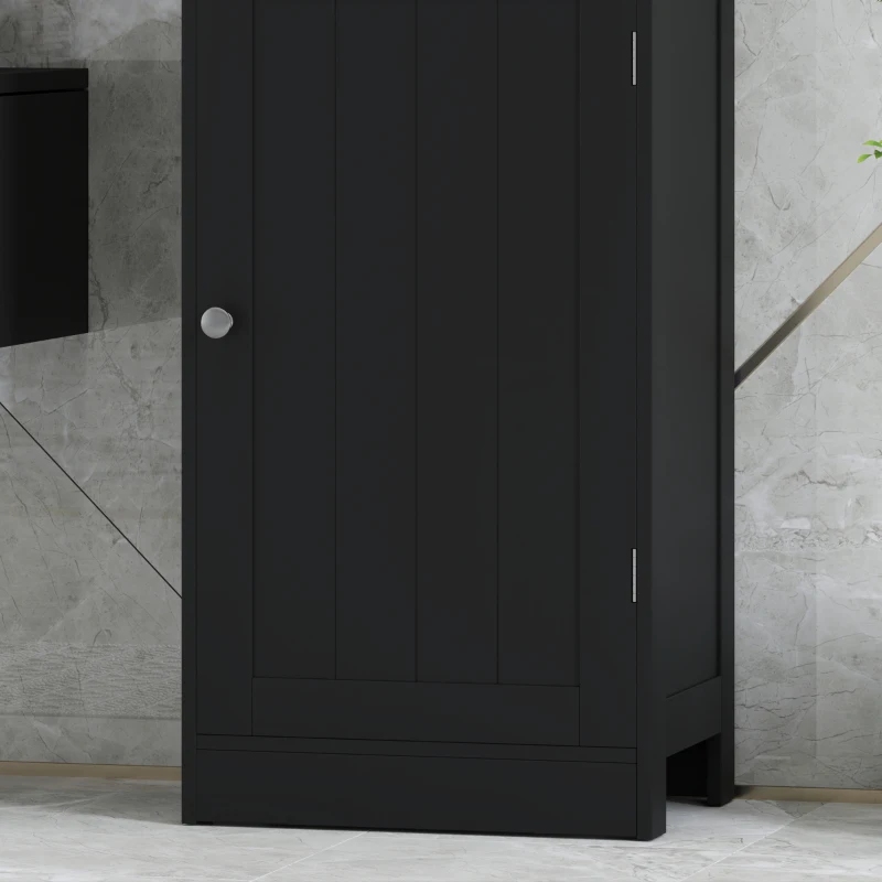 kleankin Mobile Colonna Bagno Salvaspazio con Armadietto, Cassetto e Ripiani in MDF, 40x27x171.5cm, Nero