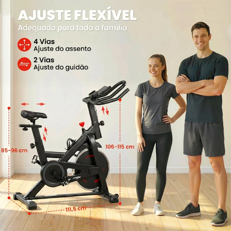 SPORTNOW Bicicleta Estática para Casa com APP Resistência Magnética Ajustável Ecrã LCD Assento e Guiador Ajustáveis Rodas
