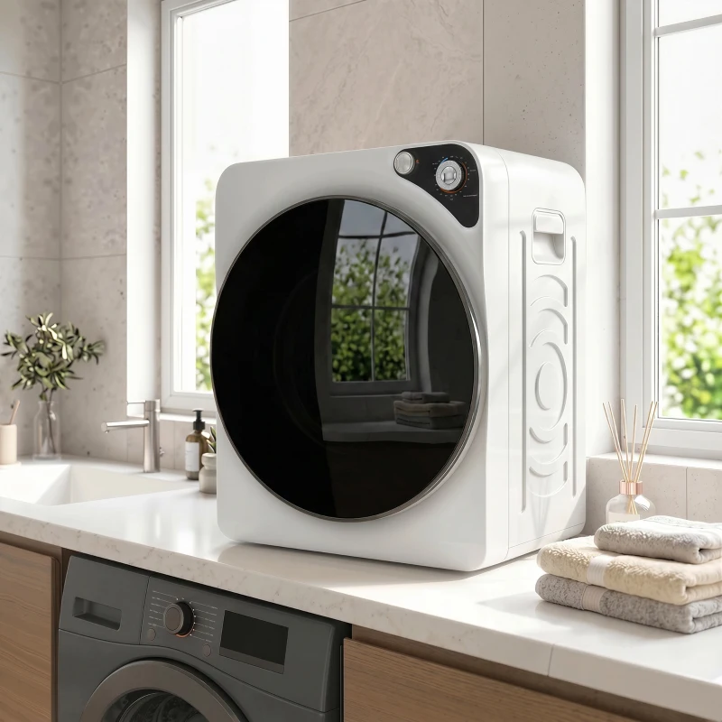 HOMCOM Asciugatrice Portatile da 1000W con 5 Programmi e Timer, in PCM e Acciaio Inox, 49x43x61 cm, Bianco