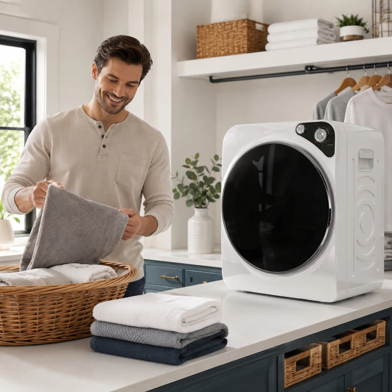 HOMCOM Asciugatrice Portatile da 1000W con 5 Programmi e Timer, in PCM e Acciaio Inox, 49x43x61 cm, Bianco