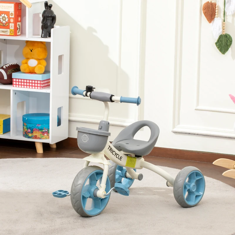 AIYAPLAY Tricycle enfant évolutif, tricycle pour enfants de 2 à 5 ans avec panier avant et roues EVA, 72 x 52 x 61 cm, bleu