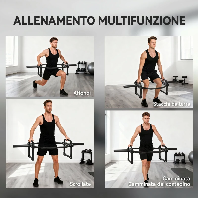 SPORTNOW Barra Olimpica Esagonale 5cm con Capacità 300kg, Design Facile da Caricare per Panca, Stacchi, Scrollate, Squat e Trasporti del Contadino