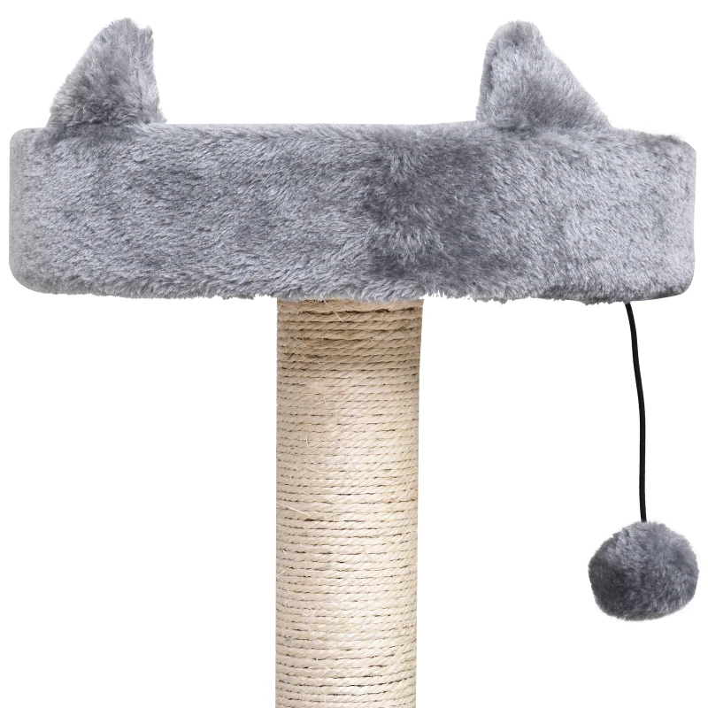 PawHut Árbol Rascador para Gatos 81 cm Torre para Gatos con Cama Plataforma Refugio Poste de Sisal y Bolas 60x40x81 cm Gris